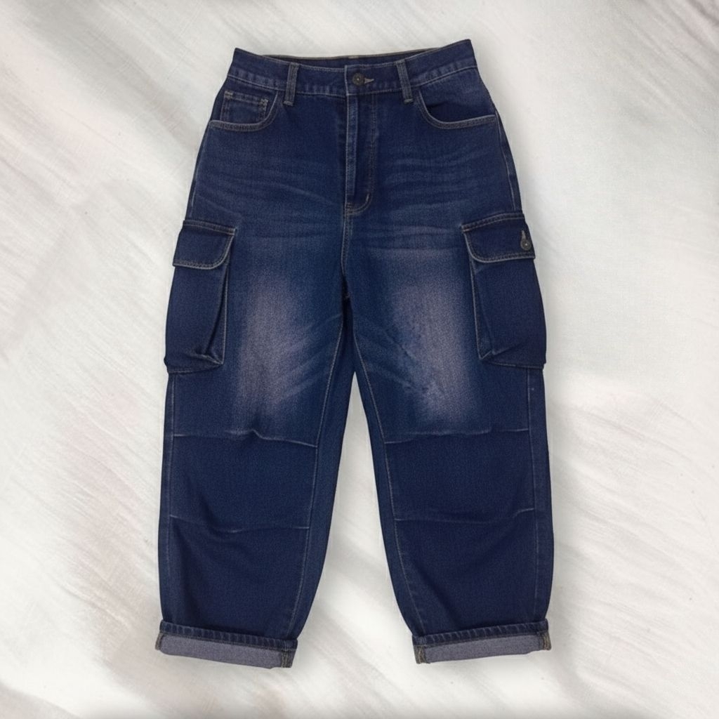 (PRELOVED) : CELANA CARGO 'CRAFTMAN DENIM INDIGO' - SUPER SENTIMENTAL SECRET THEORY - SIZE L