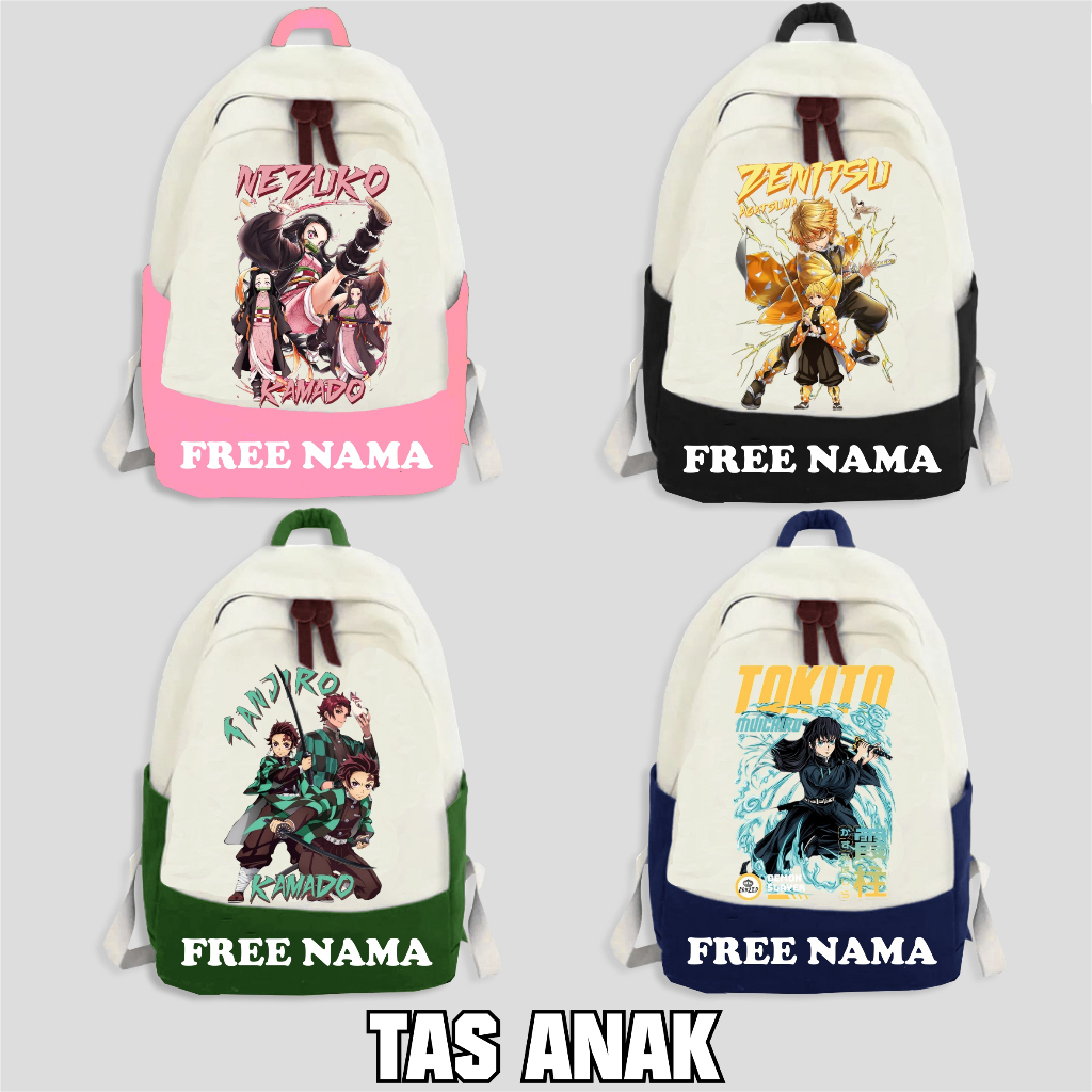 Tas Anak Edisi Anime Demon Slayer Tas Ransel Sekolah Anak Free Nama