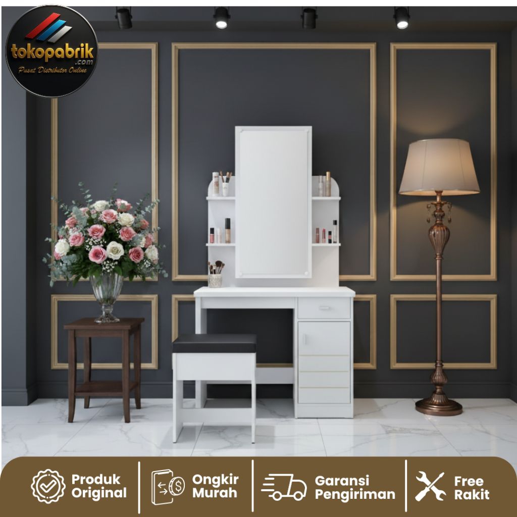 Meja Rias Sliding Full White Meja Rias Minimalis Lemari Rias Murah Bandung Jakarta Cirebon Tasik