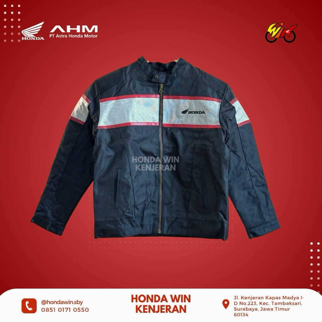 Jaket Sepeda Motor Honda ASLI Supra X hitam silver merah