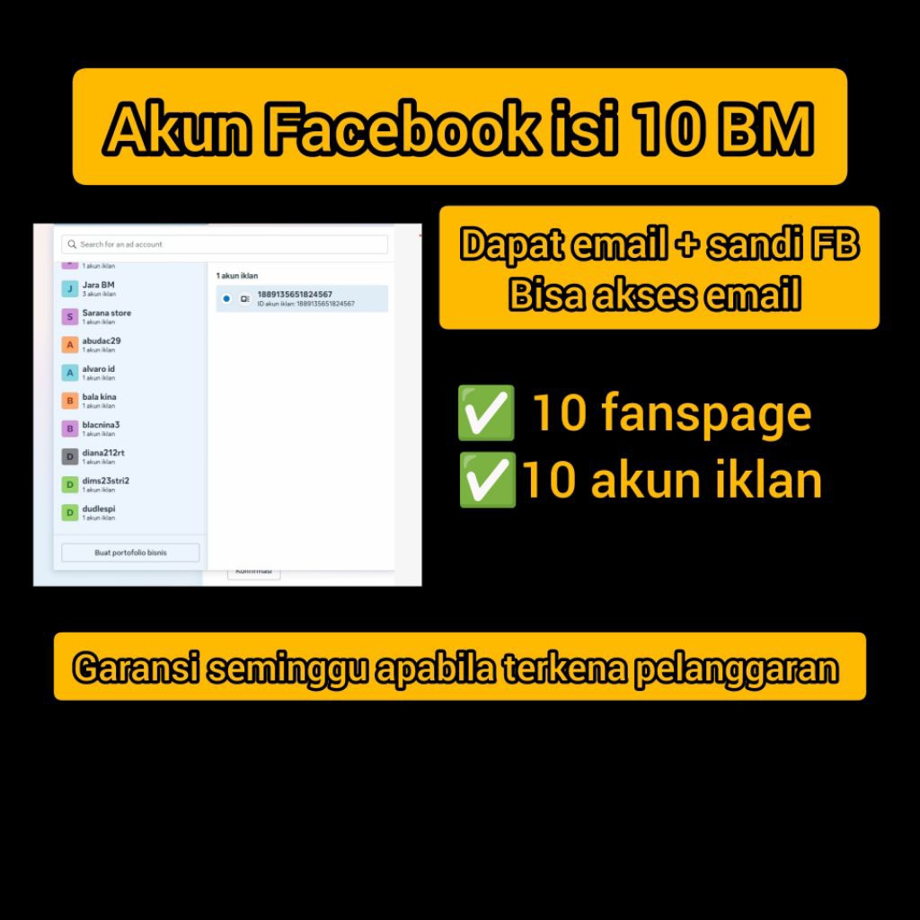 akun Facebook isi 10 BM + personal