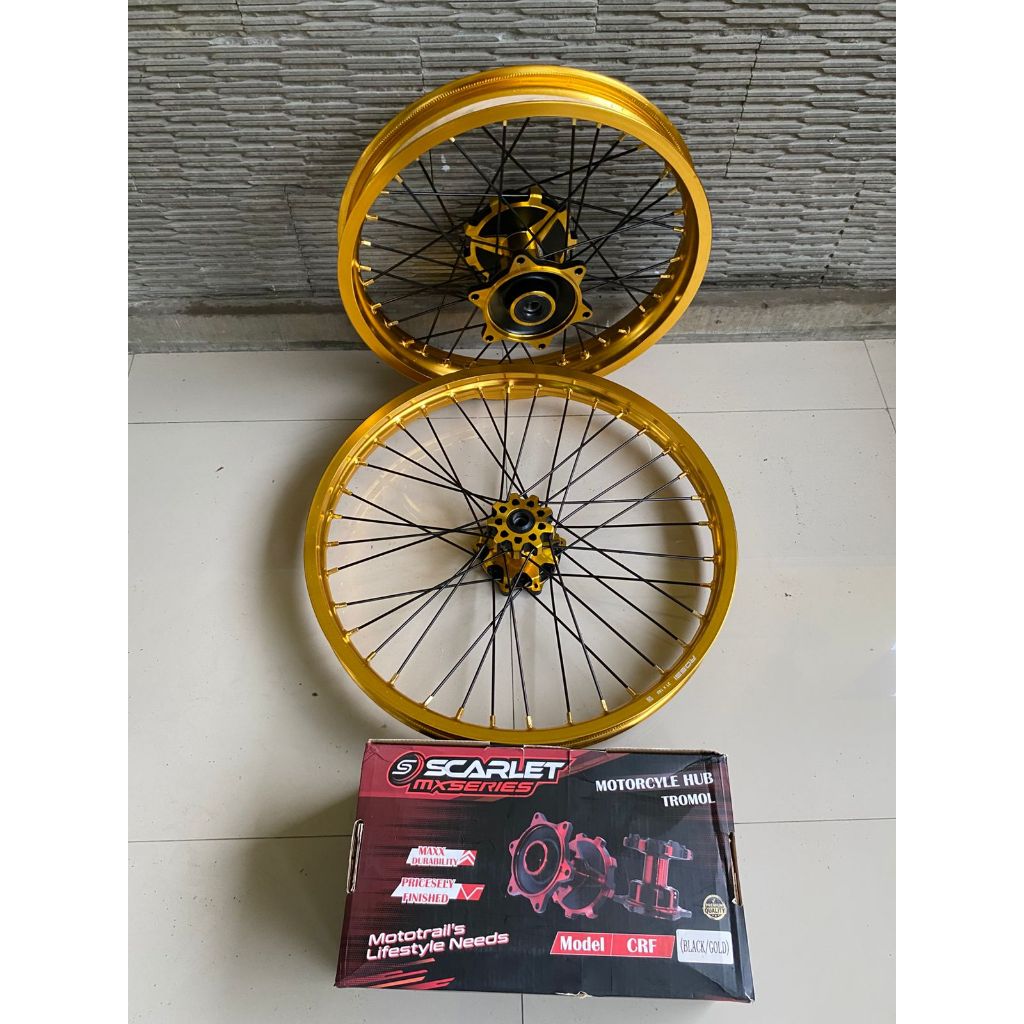 Roda Set Trabas CRF Ring 18/21 Velg Scarlet dan Tromol Scarlet Tanpa Ban