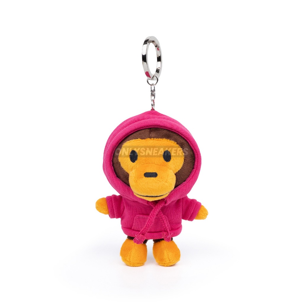 BAPE BABY MILO PLUSH DOLL HOODIE KEYCHAIN PINK