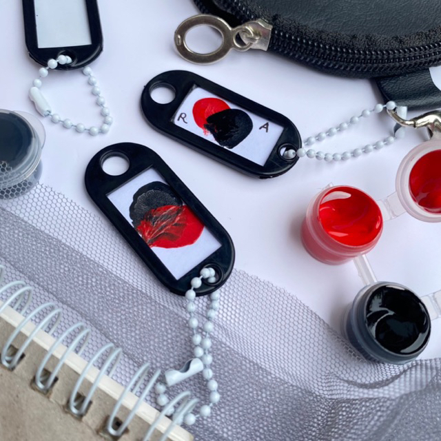 Ganci Sidik Jari Gantungan Kunci Keychain Custom Couple Bag Charm Souvenir Hadiah Simple