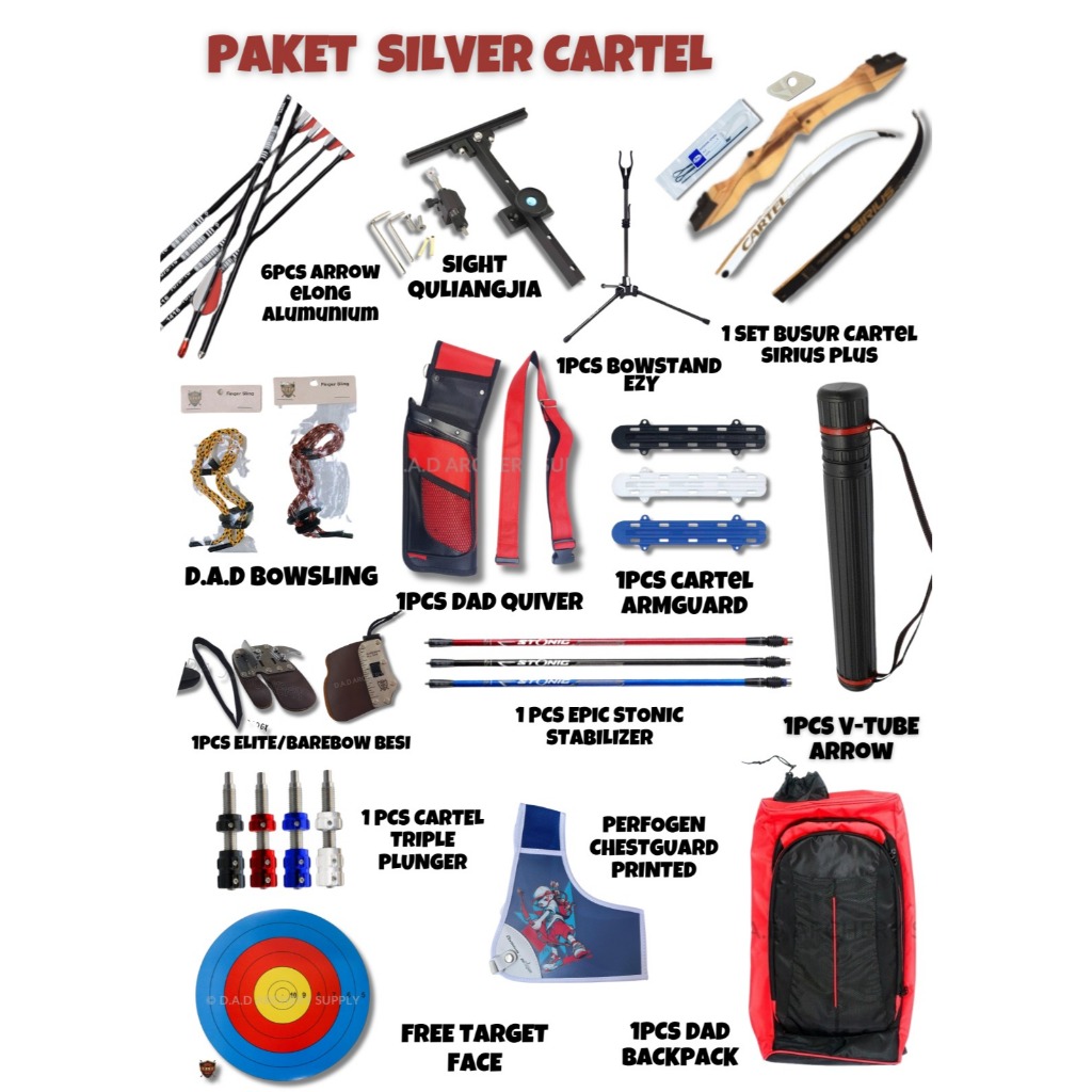 PROMO PAKET STANDAR BOW " SILVER " / PANAHAN BOW SET CARTEL