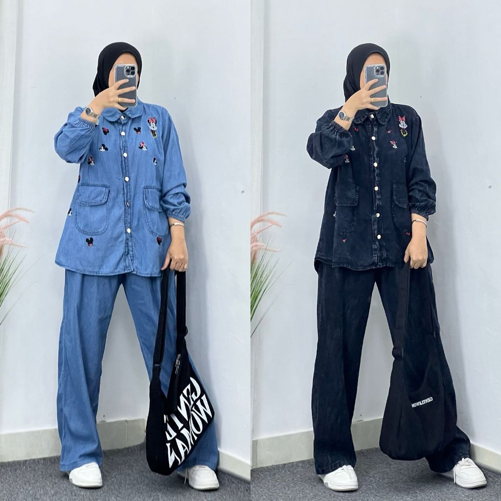 Setelan Levis Wanita Kekinian Terbaru Baju Setelan Wanita Oneset Levis Kekinian Aplikasi Bordir