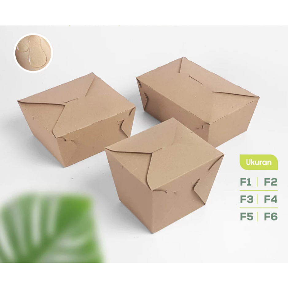 Food Pail Rice Box Kraft Laminasi Anti Minyak & Cairan