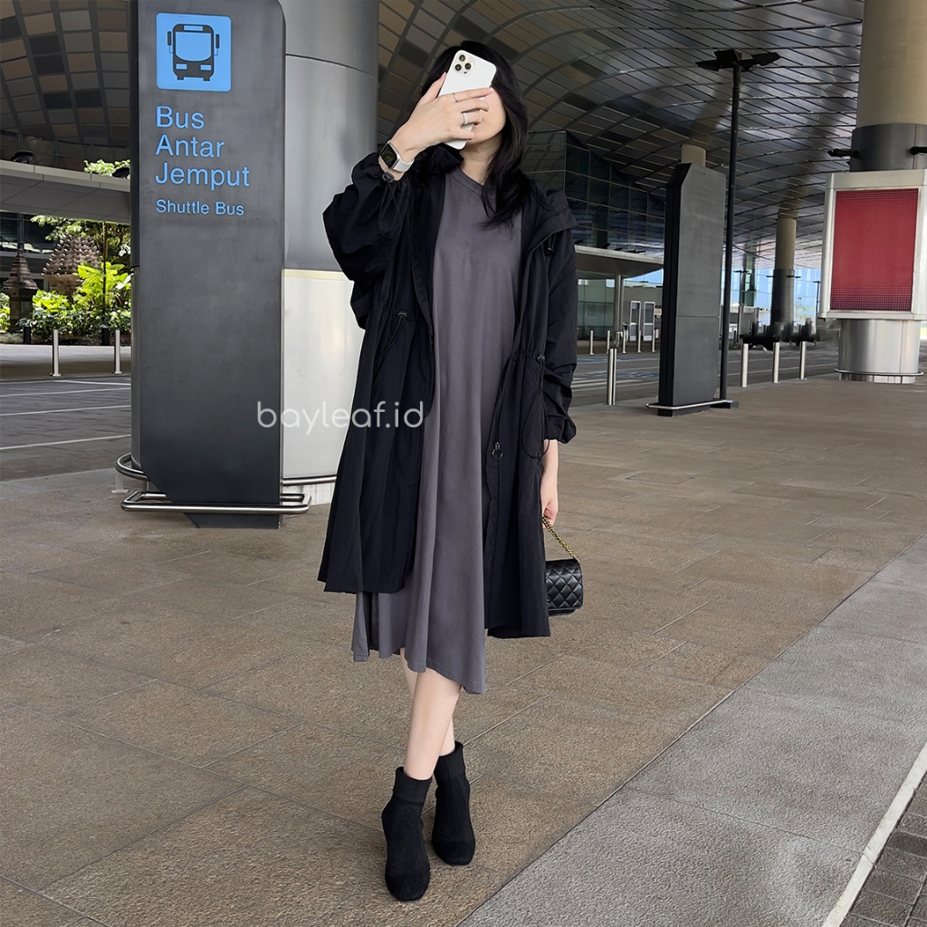 Bayleaf.id Owen Orlin Jaket Parka Wanita Parasut Panjang Mantel Hoodie Cewek Premium Flowy