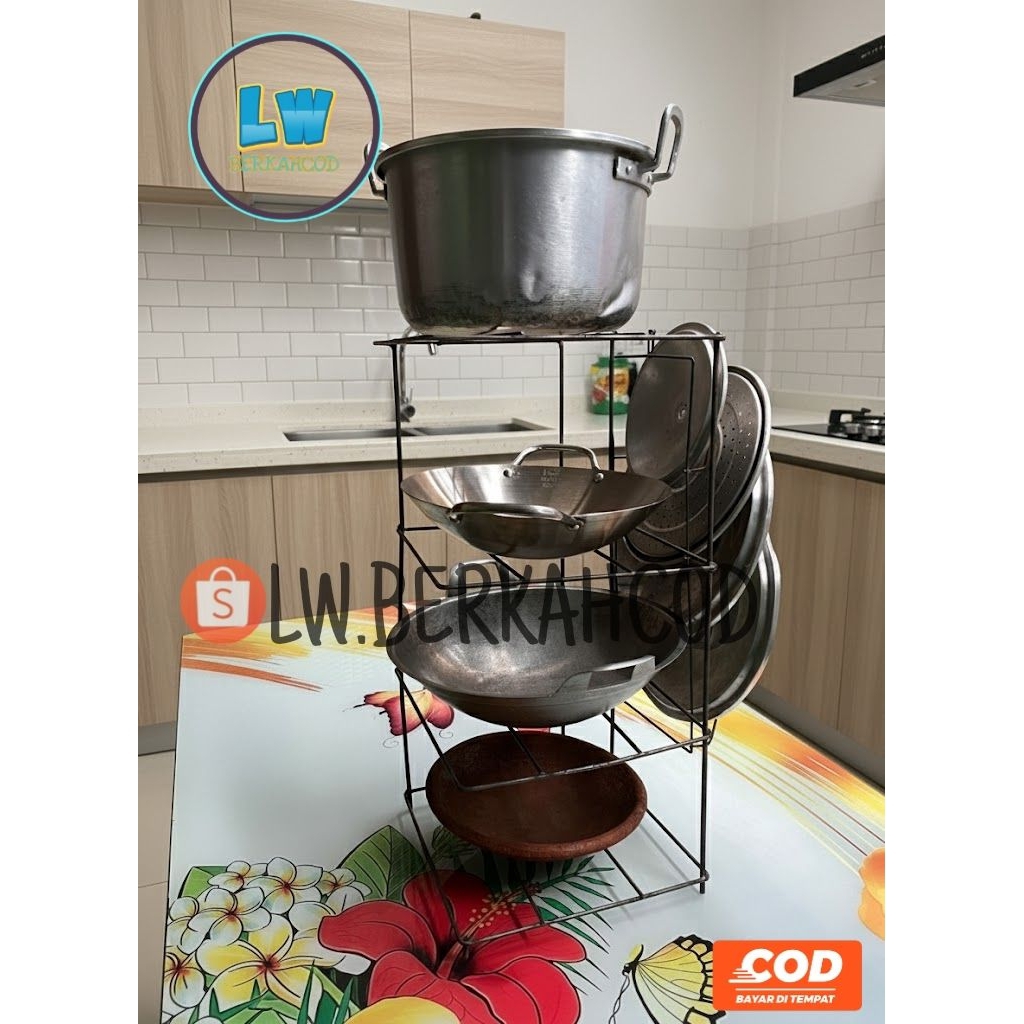 RAK 4 SUSUN WAJAN PANCI + GANTUNGAN TUTUP PANCI