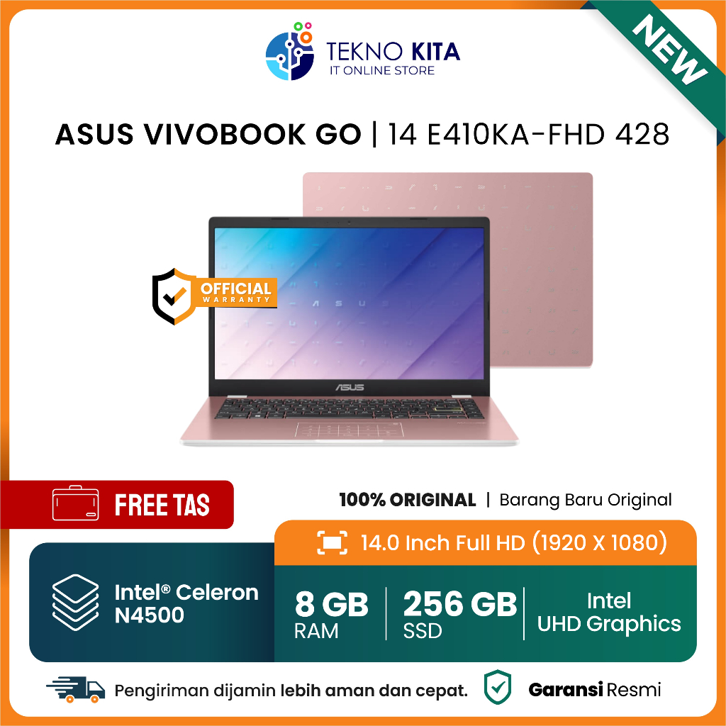 Asus VivoBook Go 14 E410KA-FHD 428 [Intel N4500 | Windows 11 + OHS 2021 | 8 GB RAM | Intel UHD Graph