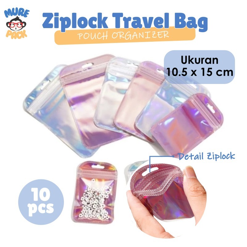 10.5 X 15 CM 10pcs Plastik Warna Warni Kantong Kemasan Perhiasan Plastik OPP Holo Ziplock / Plastik 