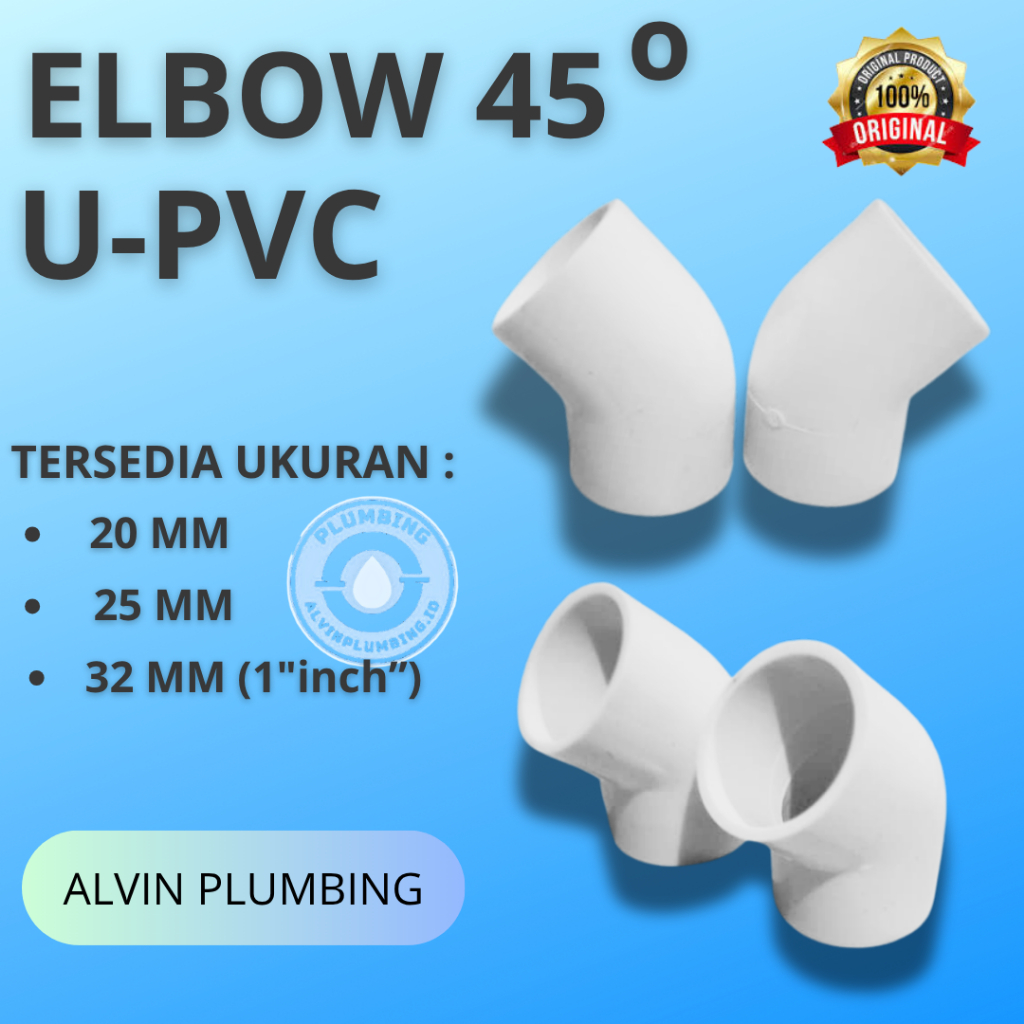 [20mm]  Knee 45° pvc 20mm warna putih | Keni pvc 45° 20mm  warna putih Elbow pvc Aquarium Putih