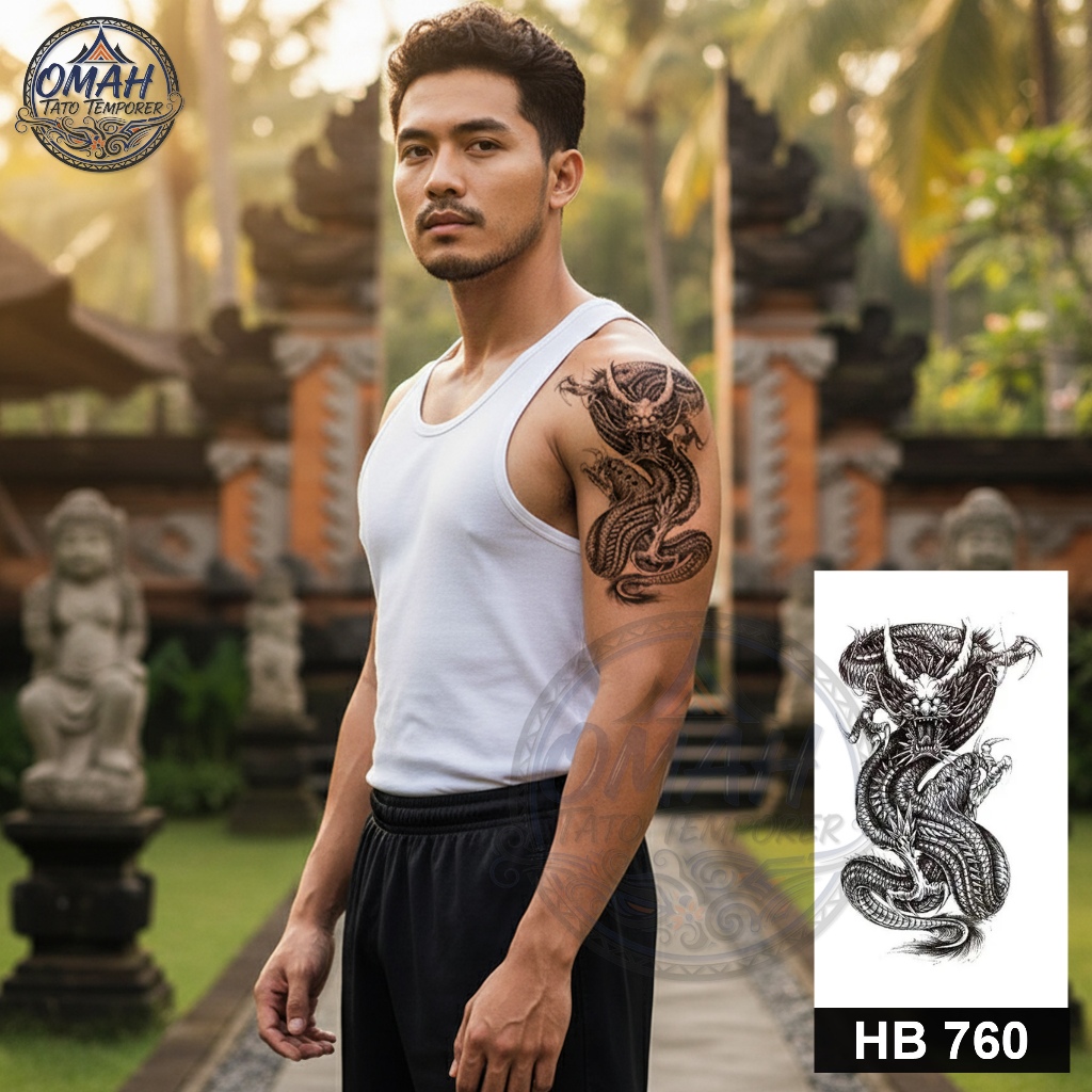 Tato Temporer Tatto Temporary Waterproof Anti Air 21x15 cm Model Naga HB 760
