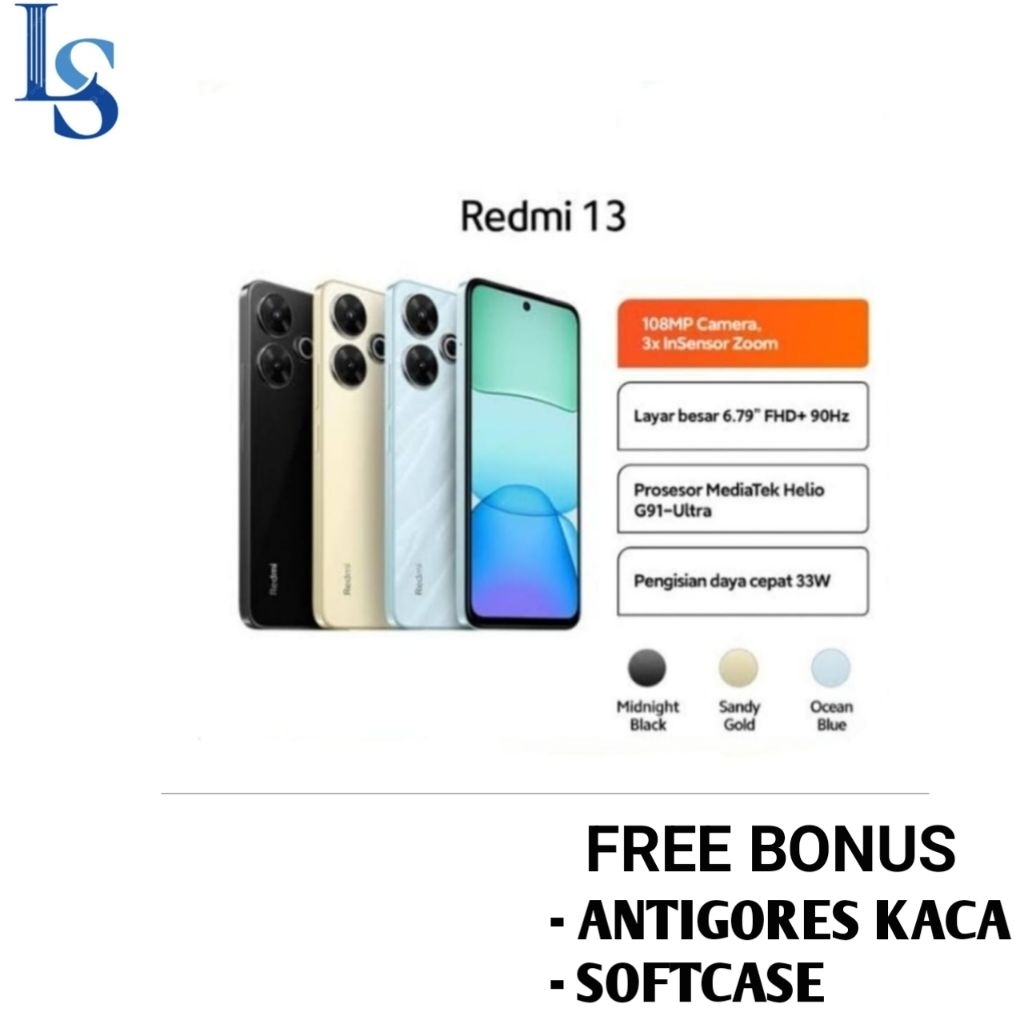 HP XIAOMI REDMI 13 RAM 8+8/256 GB +NFC [xiomi redmi 13 8/256 | 8/128 GB] GARANSI RESMI