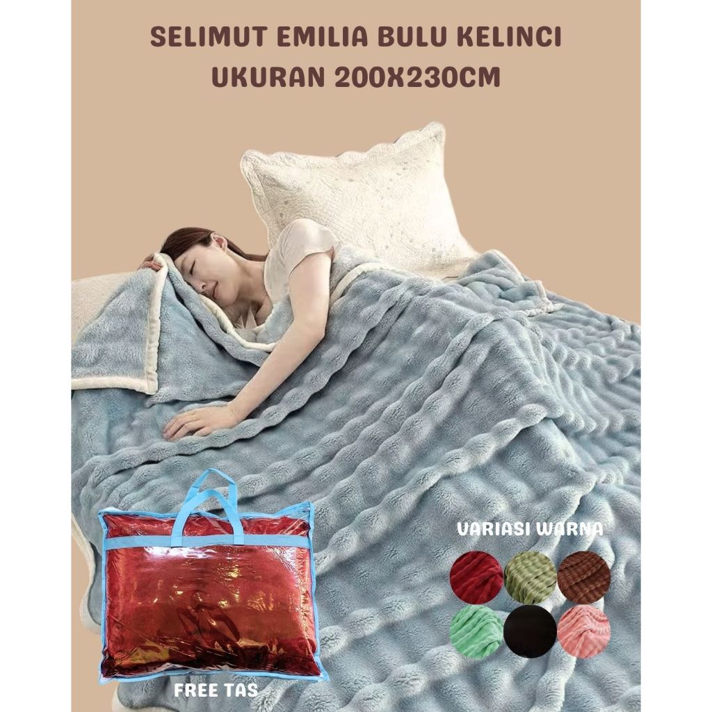 Selimut Bulu Kelinci ukuran 200x230 Polos Aestetic Premium