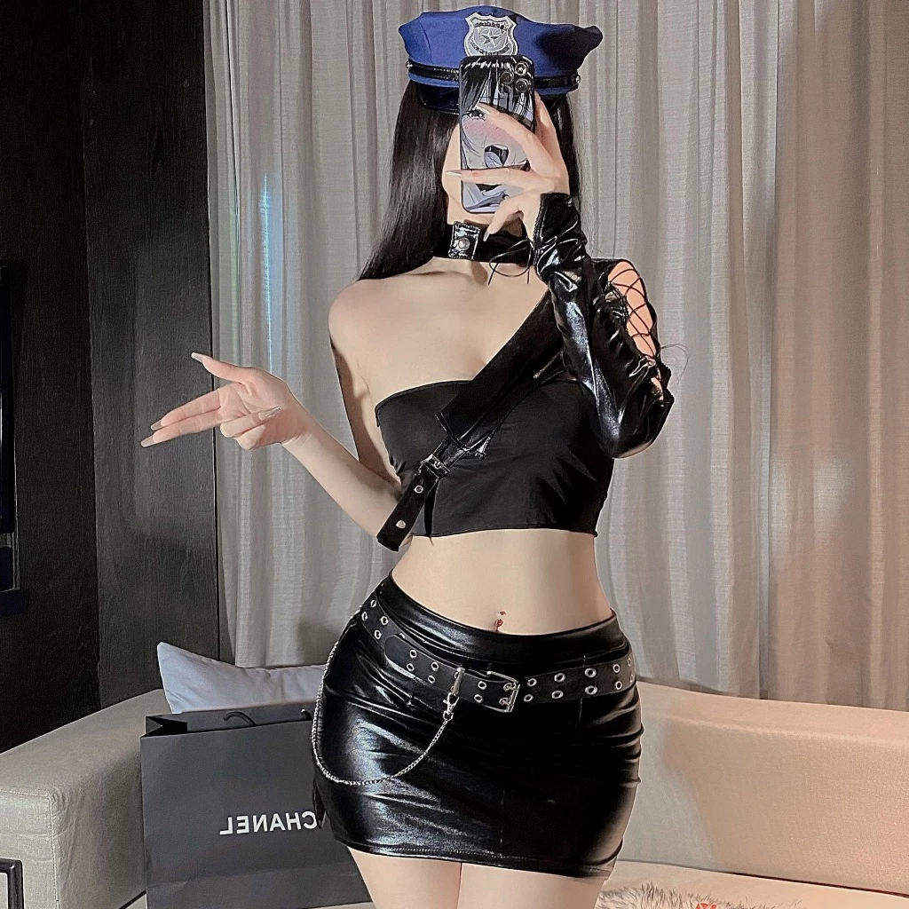 Cosplay Police Girl Dress Up Staff Welcome On New Sexy Plane