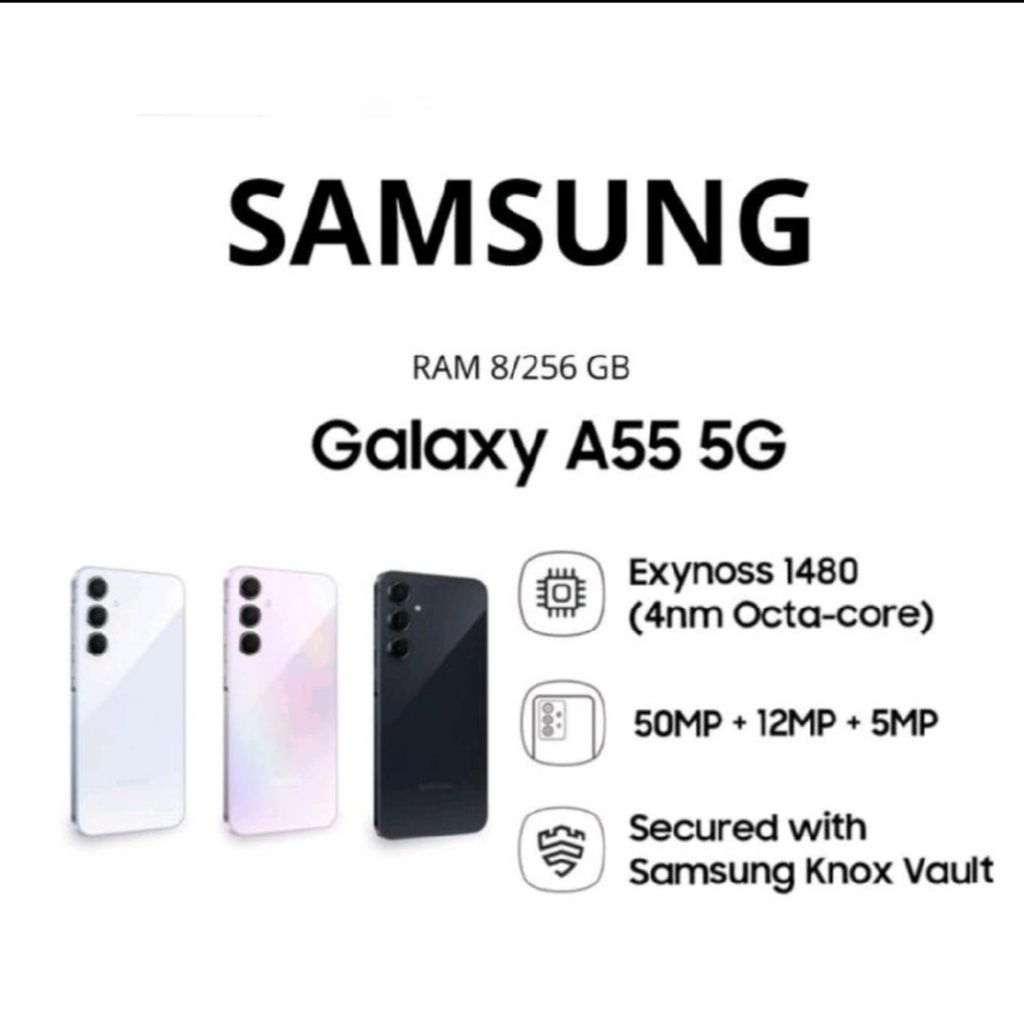 HP SAMSUNG GALAXY A55 5G 8/256GB - SAMSUNG A55 5G RAM 8GB ROM 256GB RESMI