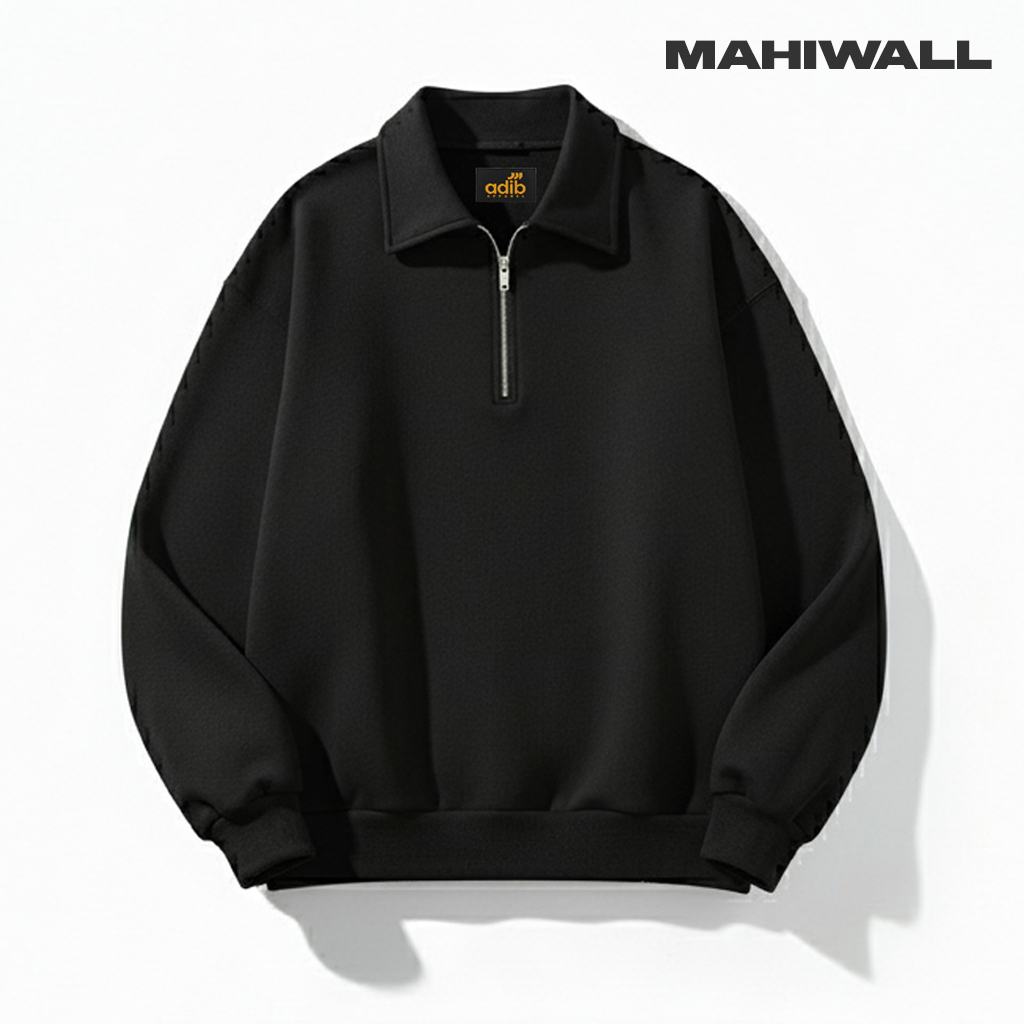 Sweater Crewneck Rugby Polos Sweatshirt Pria Wanita Switer Cowok Warna Hitam