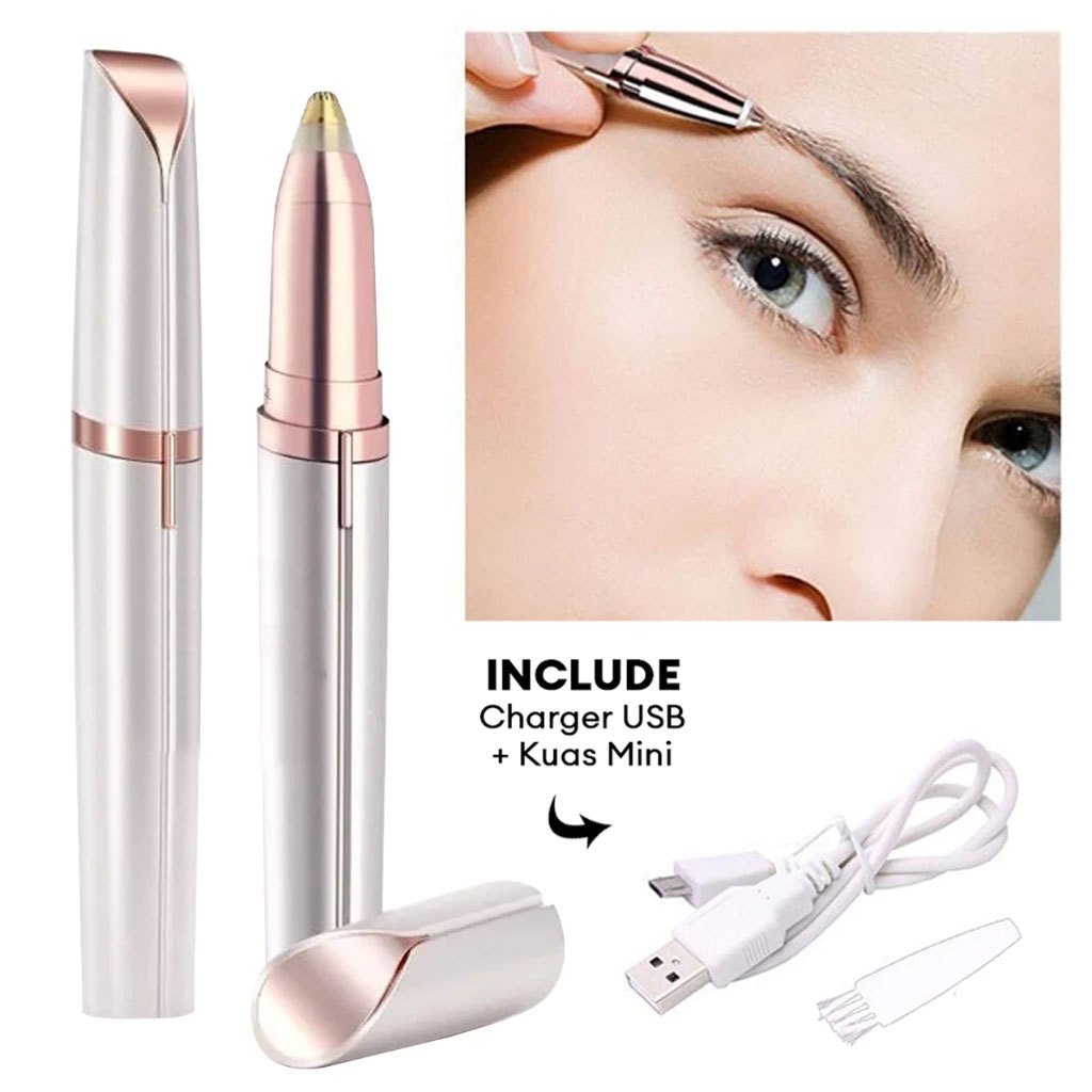 Alat Cukur Alis Elektrik Mini Portable USB Pencukur Alis Penghilang Bulu Eyebrow