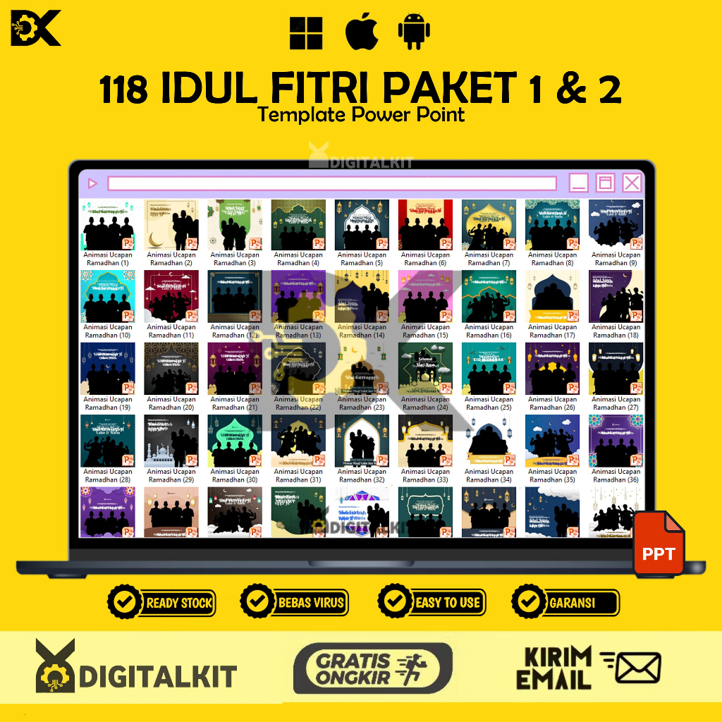 [T0705] 118+ Template PowerPoint Idul Fitri Paket 1 & 2 | Siap Pakai & Estetik