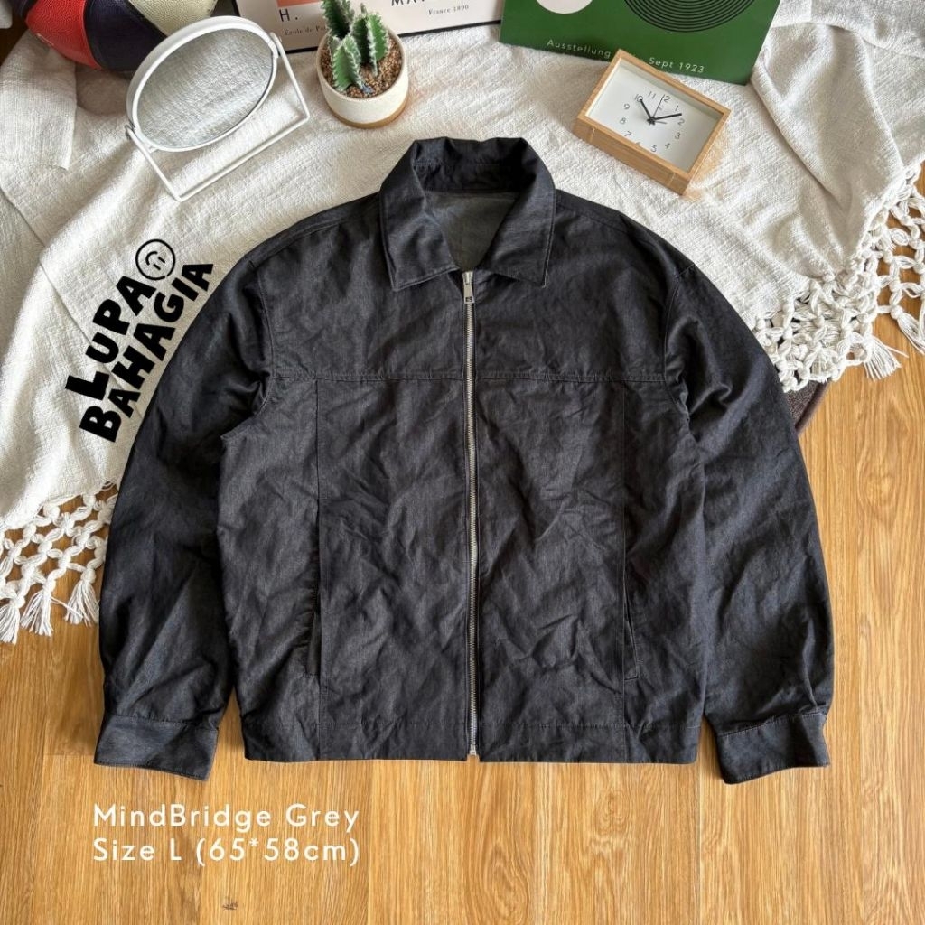 COUTURE by MIND BRIDGE Grey Denim Casual Boxy Jaket size L • 100% Original