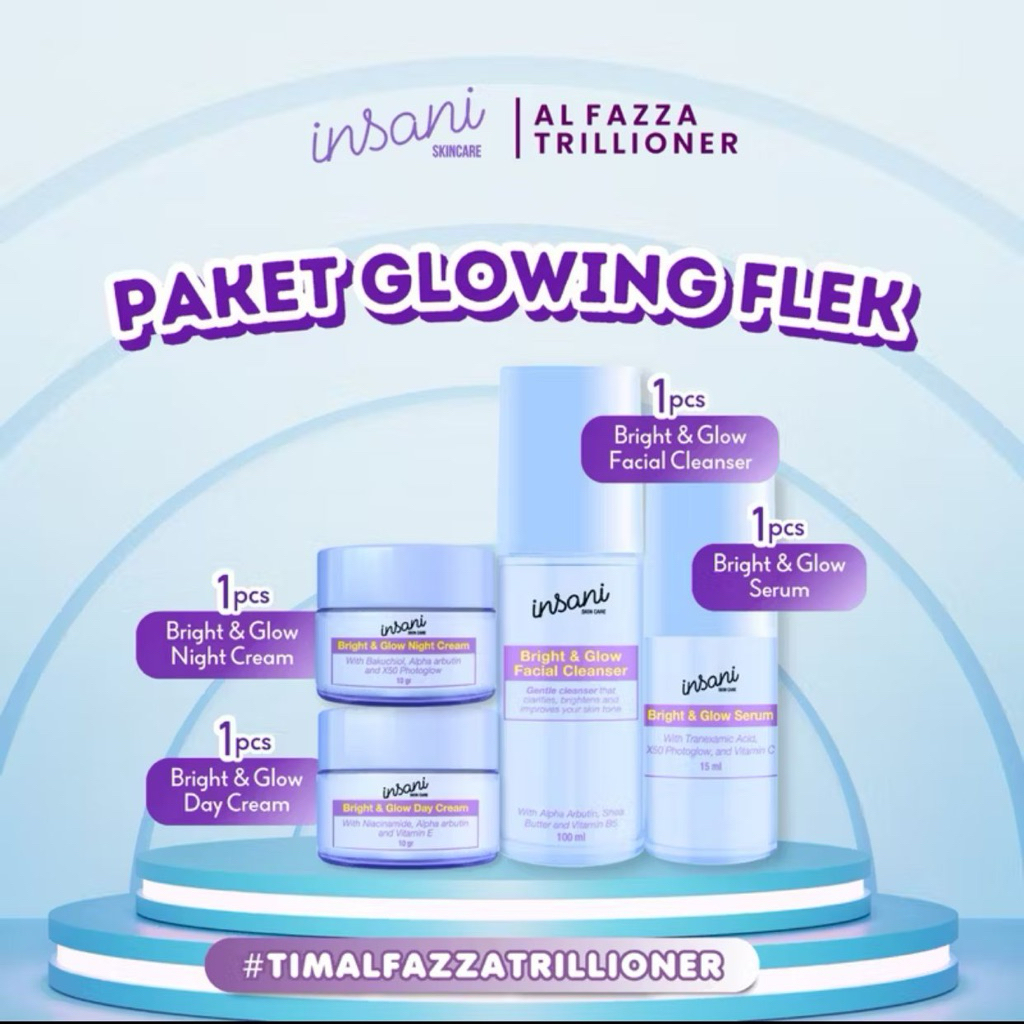 INSANI paket GLoWing FLEK (flek parah, flek melasma, bintik hitam, wajah kusam, susah putih, bekas j