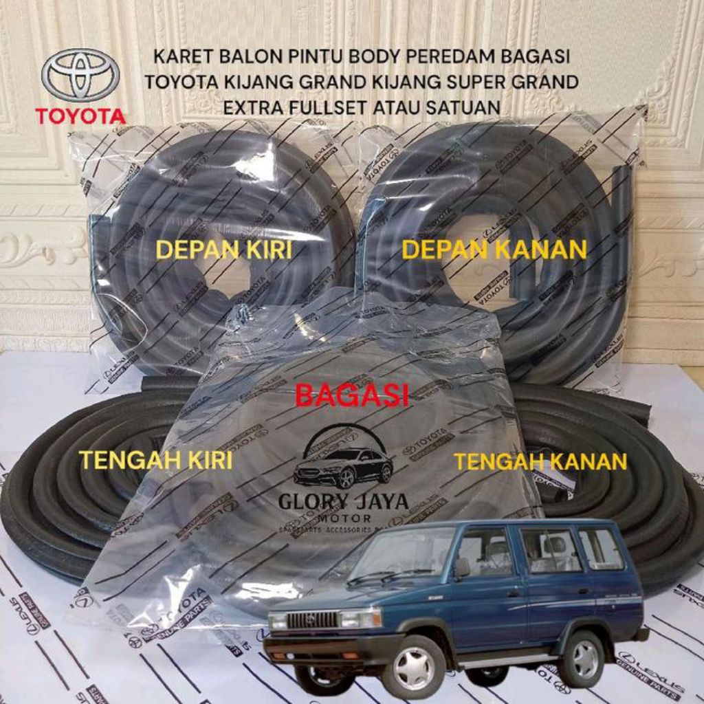 KARET BALON BAGIAN BODY PINTU DAN BAGASI MOBIL TOYOTA KIJANG EXRA/KIJANG SUPER ROVER , FULLSET 5 PCS