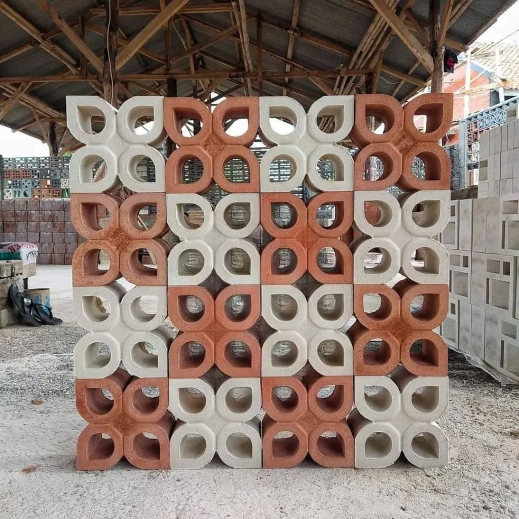 Roster Loster beton minimalis motif Bunga / kembang Bali warna PUTIH bikin rumah mewah dan nyaman un