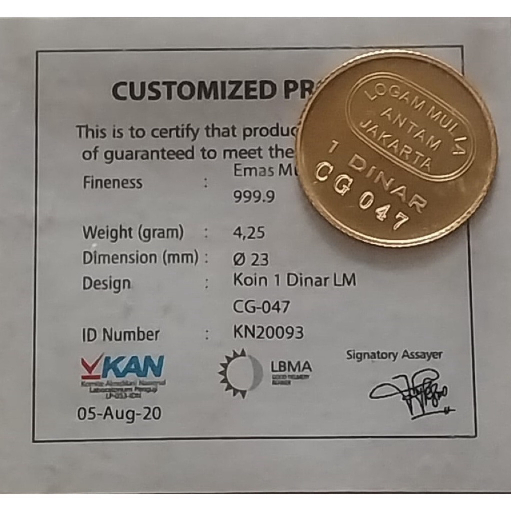 Koin 1 Dinar Antam 4.25 Gram 24 Karat