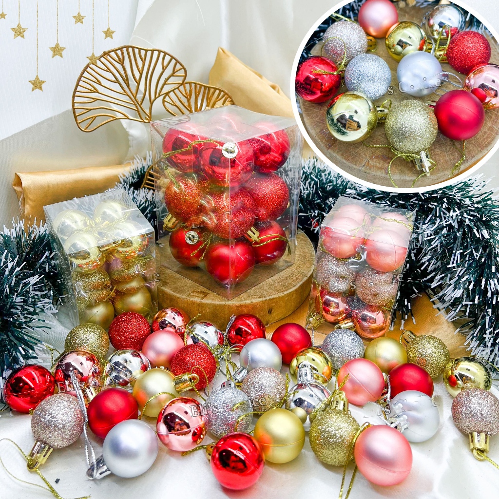 HIASAN GANTUNG BOLA NATAL Aksesoris Hiasan Bola Natal Glitter ORNAMENT POHON NATAL BOLA NATAL MIKA