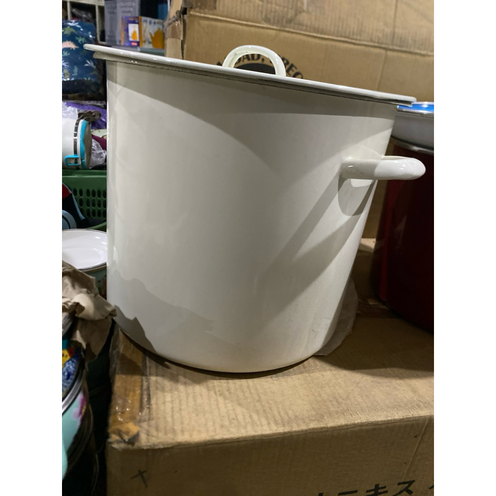 panci enamel putih rijec