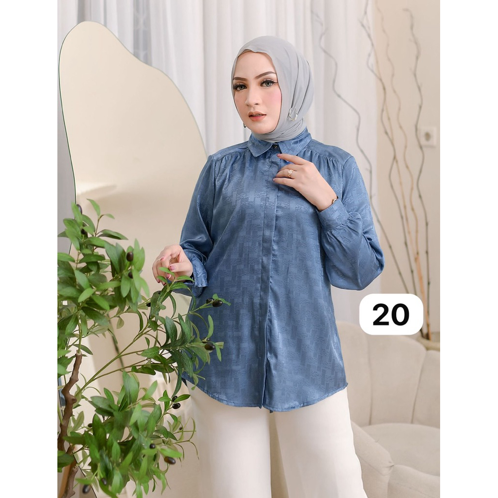 silk sutra satin Atasan wanita baju Lengan Panjang Elegan Longgar Kasual kemeja