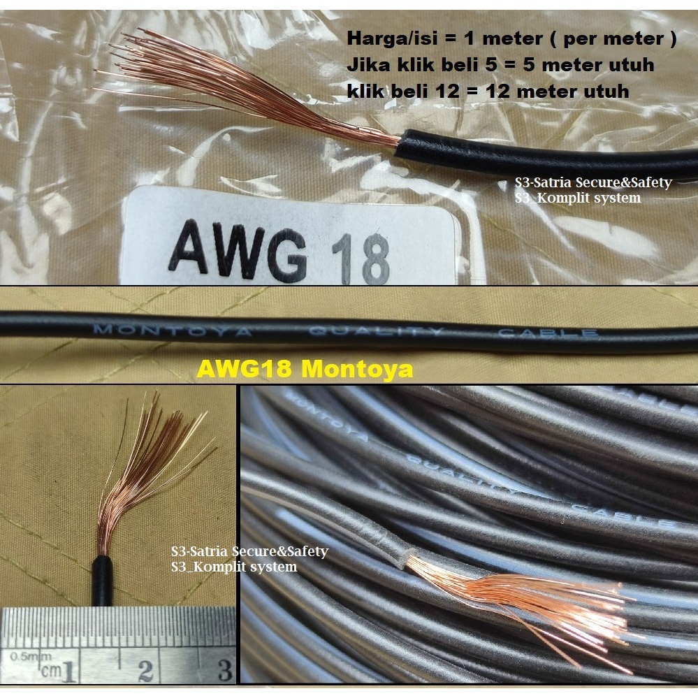 AWG18 Hitam serabut kabel awg18 AWG 18 montoya cable awg18 2.6mm 18AWG awg Awg18 18awg 2,6mm kabel s