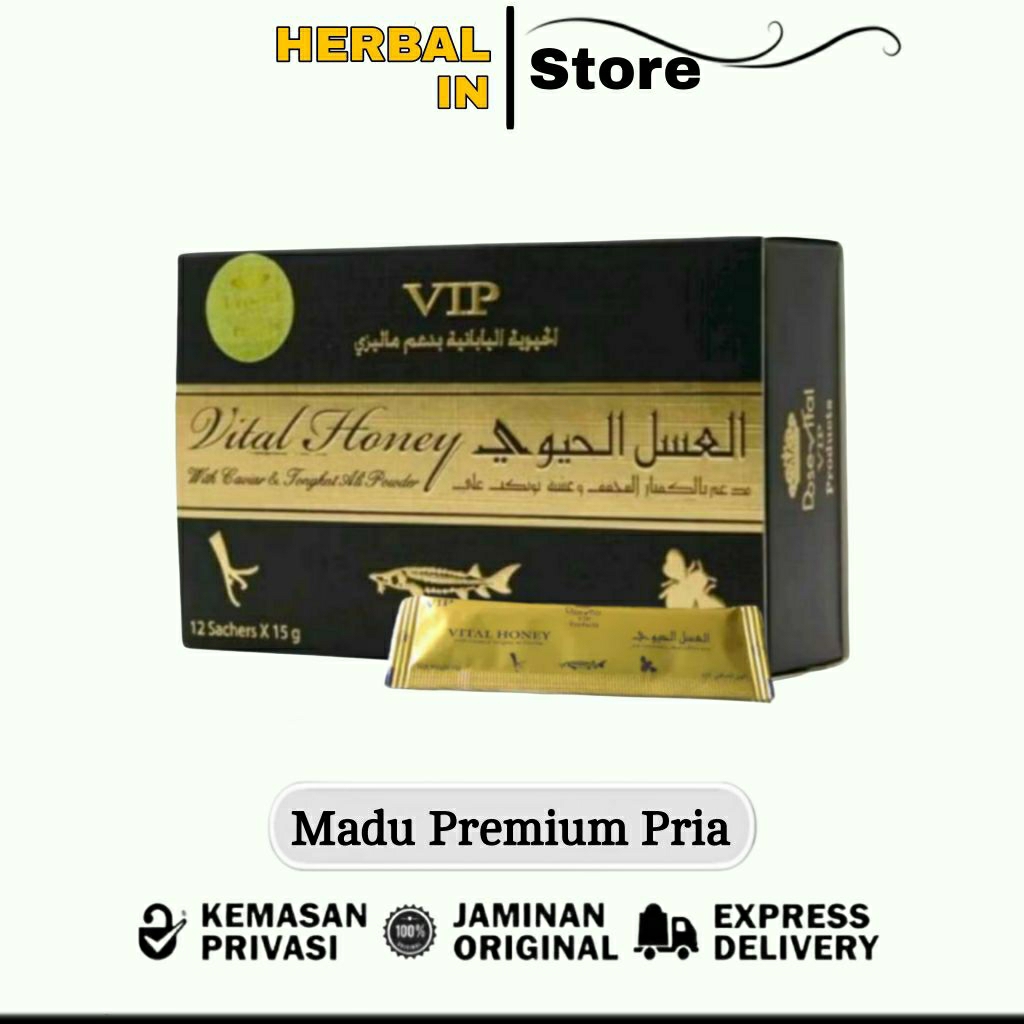 Madu Vital Honey Original Madu Pria Asli Stamina 1 Box Isi 12 sachet