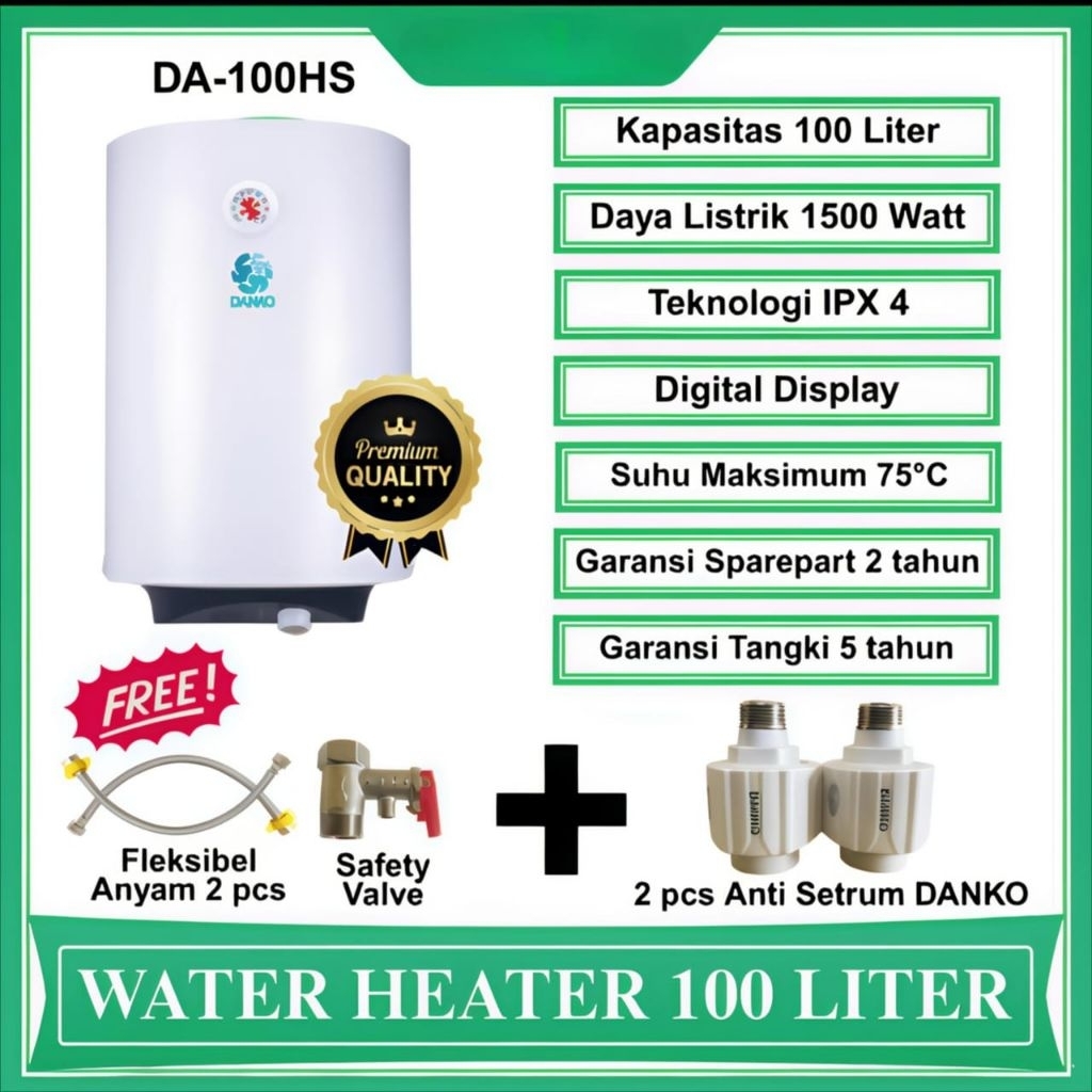 Water Heater Danko 100 Liter DA-100ES Water Heater Electric Danko 100 L Pemanas Air Listrik Danko 10