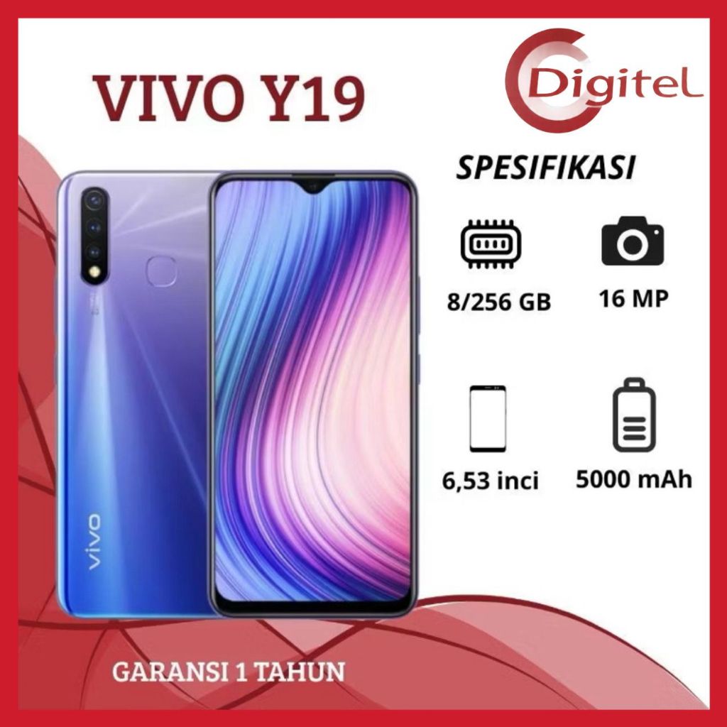 DIGITEL VIVO Y19 Ram 8/256GB  Smartphone 4G LET 6.53inches Dual SIM 20MP+13MP promo hp cuci gudang