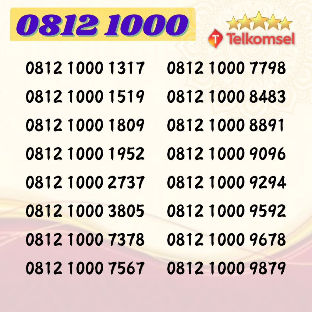 Nomor Cantik Simpati 4G LTE seri Triple 1000 kartu perdana Telkomsel Nocan