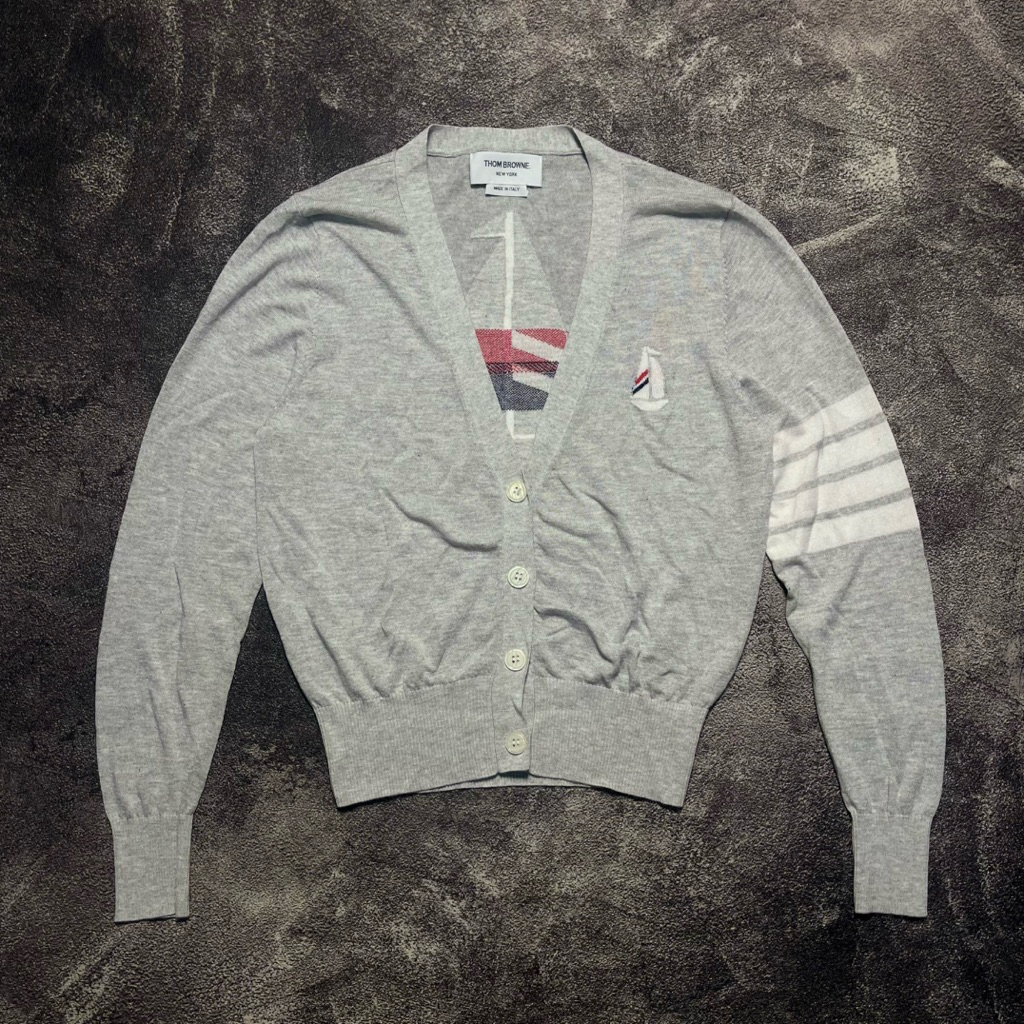 thom browne cardigan vneck sailboat icon
