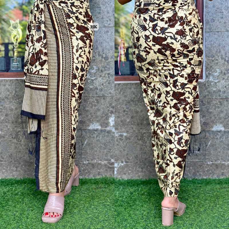 Kamen Bali -Kamen Bali Sutra Paris ATBM Motif Tuban Kamen Lembaran Set Selendang Bawahan Wanita Bali