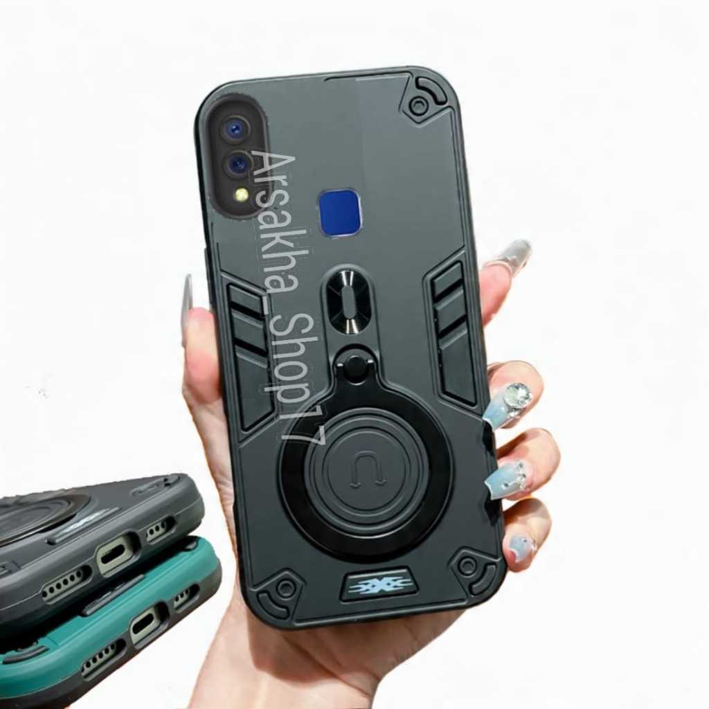 Casing HP Untuk VIVO Y91/Y95 Hard case Pro Camera Carbon Fibre 360 Degree Rotasi Ring