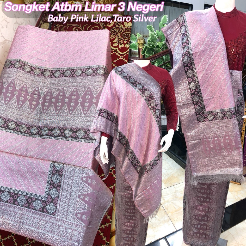 Songket Atbm Edisi Pink,Nude,/ Songket Tenun Mesin Palembang ilham Songket