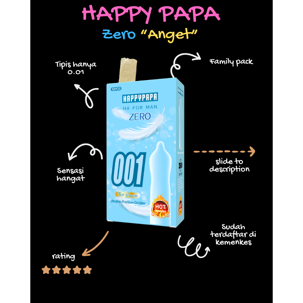 Kondom Happypapa Tipis Hot - 1 Kotak Isi 10 Pcs Kondom Jepang Impor Happy Papa " FAMILY PACK "