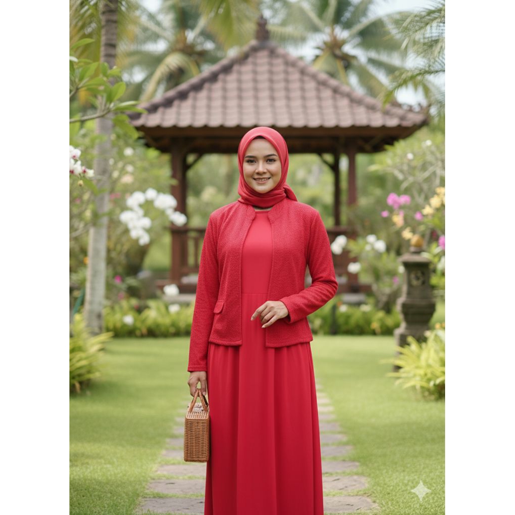 Gamis Outer Set Blazer Tweed Long Dress Muslimah"