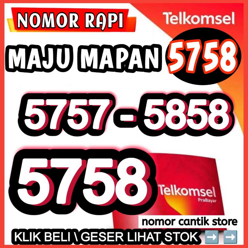KARTU TELKOMSEL SIMPATI-AS-LOOP HOKI MAJU MAPAN 5757 5758 5858 5959 NOMOR CANTIK PRABAYAR 4G-5G LTE
