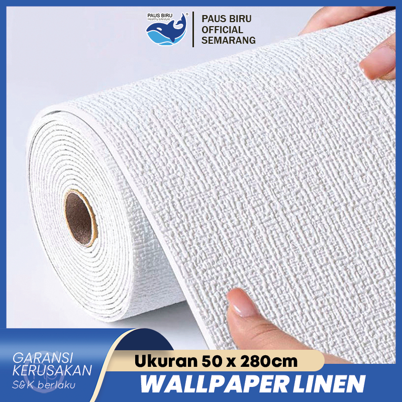Paus Biru - Wallpaper Linen Roll 50 Cm X 280 Cm Dekorasi Kamar Wallpaper Dinding Kamar Tidur Aesthet