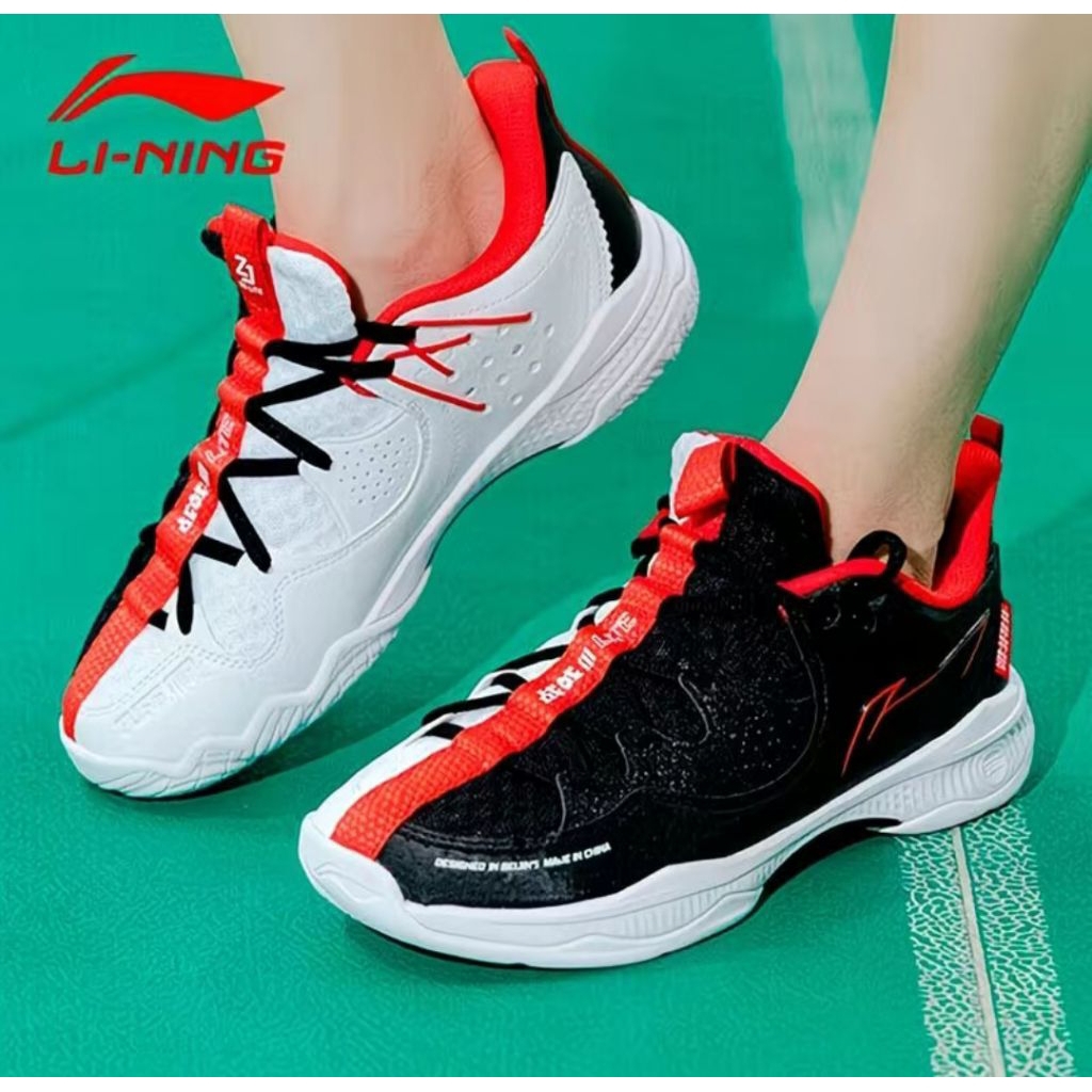 ( Exbill) Sepatu Bulu Tangkis LiNing Zhanji III LITE Asli, Pria dan Wanita, Anti Selip dan Tahan Gun