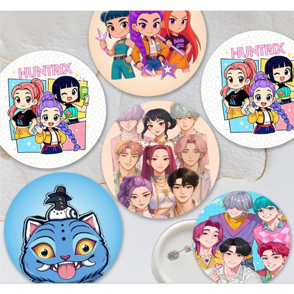 (READY) PIN BUTTON KPOP DEMON HUNTER 44MM | PIN CUSTOM MURAH