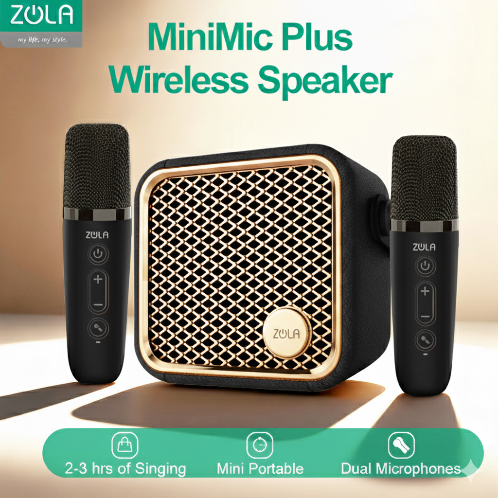Zola Speaker Microphone Karaoke Set Bluetooth Mini Portable Full bass