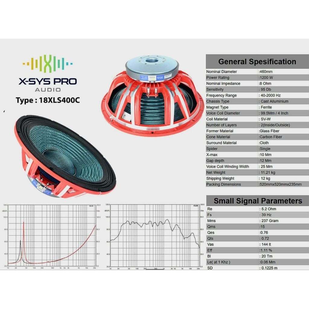 speaker X-SYS 18XLS400C voice coil 4inch