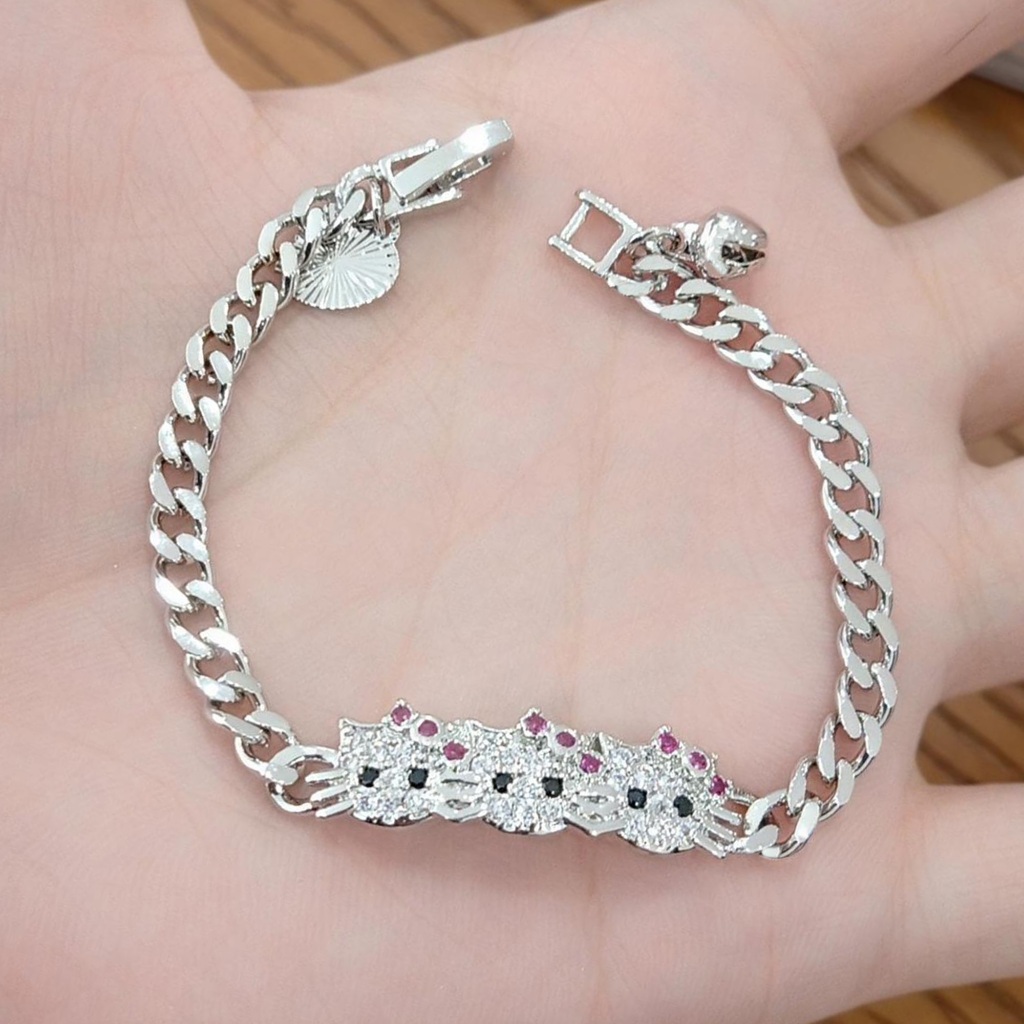 Gelang Tangan Untuk Anak dan Remaja 15cm Warna Perak Titanium